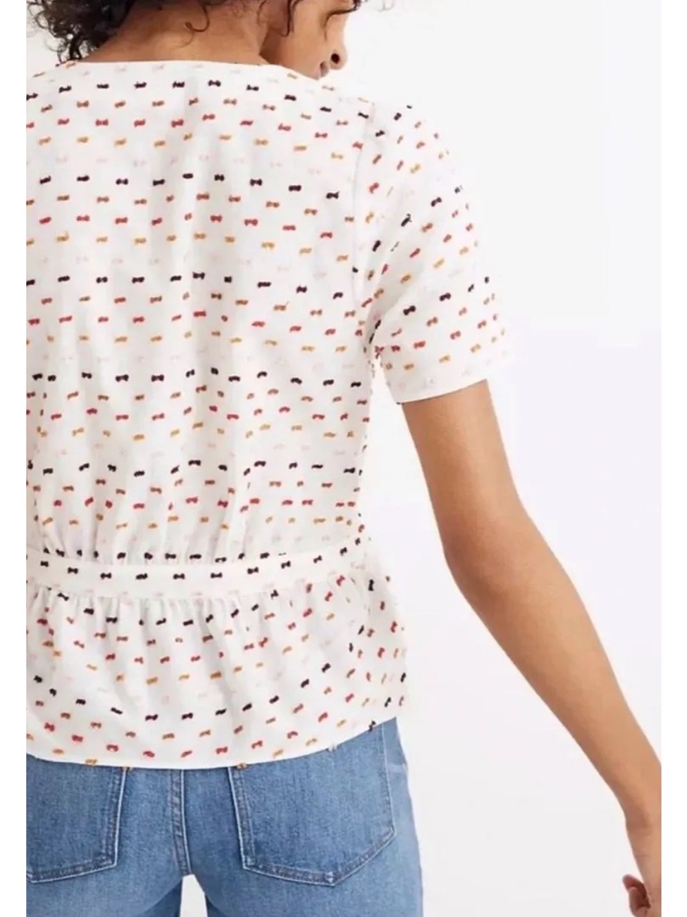 Madewell Ruffle Hem Wrap Top in Clipdot - Picture 2 of 2
